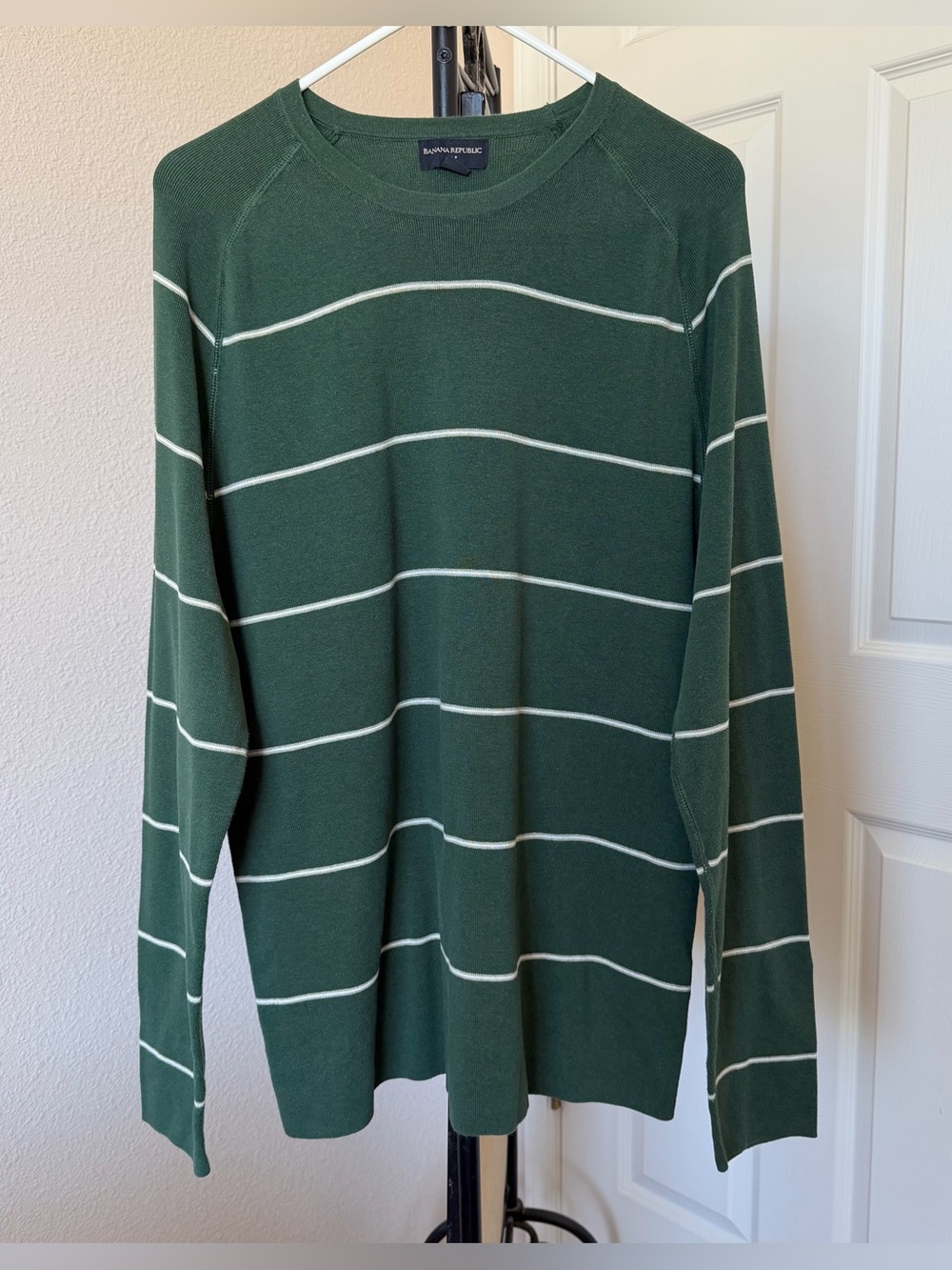 vintage Banana Republic mens XL green striped cotton sweater academia preppy y2k